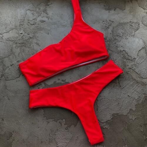 BANDEA Bikini 2019 Swimwear Female Swimsuit One Shoulder Bikini Solid Bather Woman Swimsuit Swimwear Swimming Suit For Women