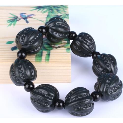 Natural Chinese Hetian Jade Walnut Bracelet Elastic Beads Bangle Fine Jewelry Fashion Charm Amulet Gifts for Women Men