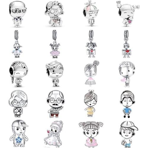 New fashion charm original boy girl father mother grandparents family bead suitable for original Pandora ladies bracelet jewelry