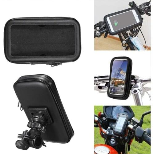 MTB Bicycle Phone Holder Bag MTB Bike Handlebar Holder Mount Waterproof Bike Motorcycle Stand Support for 5-6.5in Phone Pouch