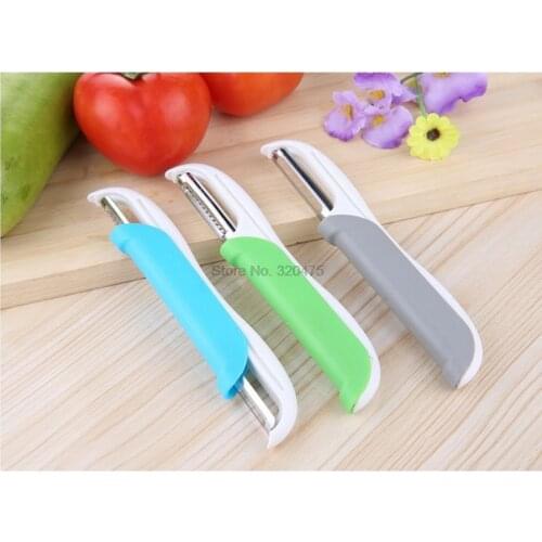 By dhl or ems 100pcs Double Side Kitchen Gadget Vegetable Fruit Parer Slicer Cutter Stainless Steel Peeler Blue