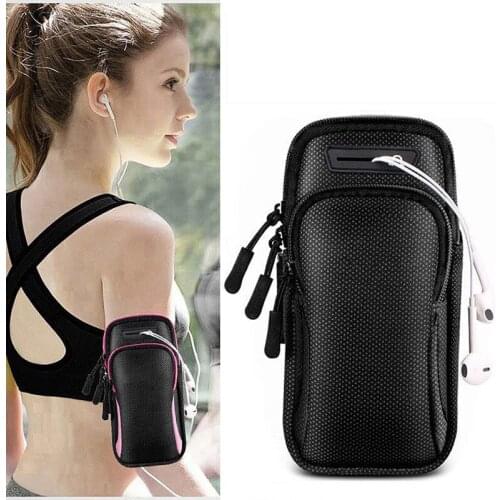 Running Men Women Arm Bags for Phone Money Keys Outdoor Sports Arm Package Bag with Headset Hole Simple Style Running Arm Band