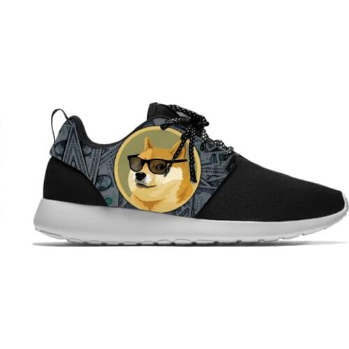 Dogecoin Doge Coin Bitcoin Cryptocurrency Cartoon Sport Running Shoes Casual Breathable Lightweight 3D Print Men Women Sneakers