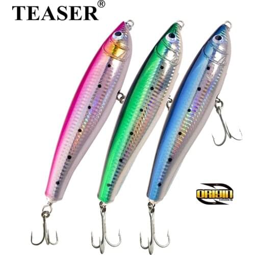 TEASER Wooden Floating Boat Surface Trolling Pencil Lure 70g Topwater Artificial Hard Bait Wobbler Stickbait Bass Fishing Lure