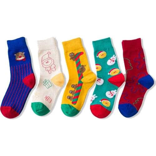 A Double-Christmas Stockings Men and Women Tube Socks PURE Cotton Comfortable Creative Casual Fashion Street Hip Hop One Size