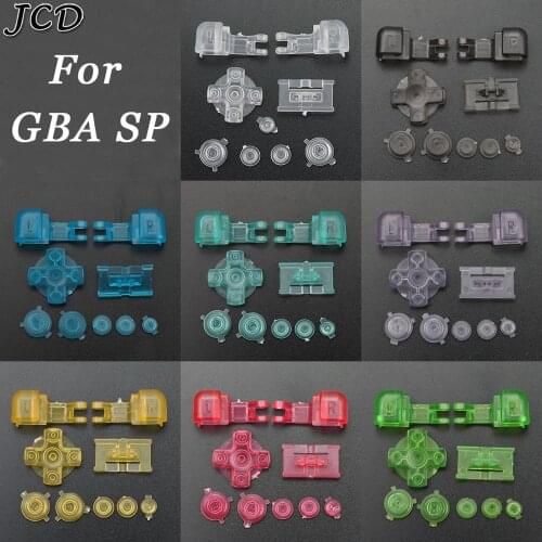 JCD New Clear white Clear blue Clear Black Button key Set For Gameboy GBA SP A B Select Start Power On Off L R Buttons D Pad