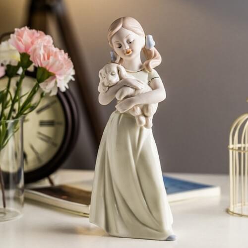 Ceramic Figurine Doll Room Home Decoration Accessories Living Room Bedroom Creative Gifts Garden Figures Handicraft Ornament Wed