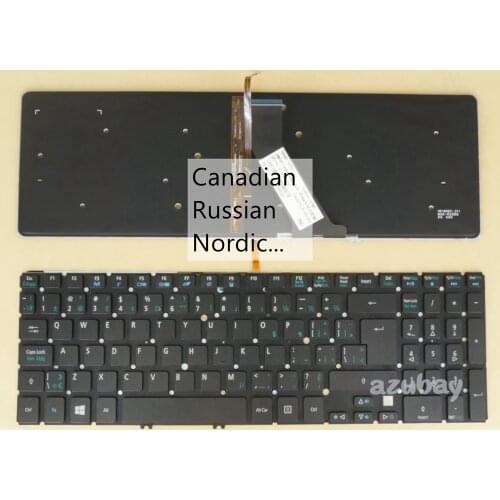 Canadian Russian Nordic Keyboard For Acer EK-571G M5-582PT M3-580G M3-581G M3-581PT M3-581PTG M3-581T M3-581TG M5-581G Backlit