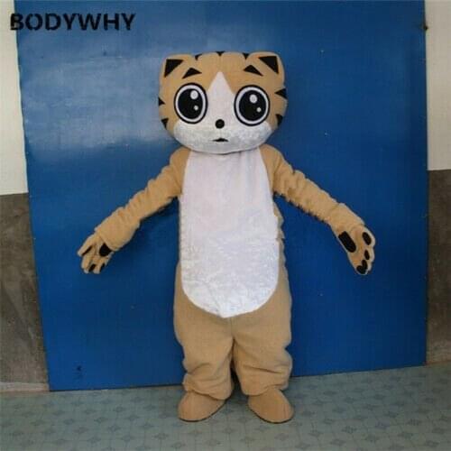 Brown Cat Cartoon Mascot Costume Carnival Dress Outfit Advertising Clothing Fursuit Cartoon Dress Carnival Halloween Xmas Easter