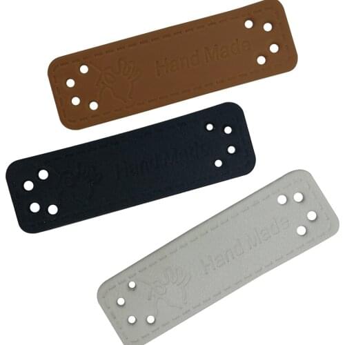 Hand Logo Leather Handmade Labels For Clothing Needlework Sewing Accessories Hand Made Tags Leather Skin Sewing Tags