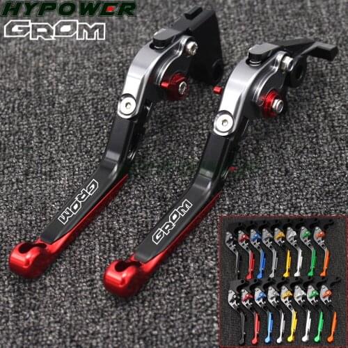 Laser LOGO (GROM) Motorcycle Clutch Brake Lever CNC Aluminum Adjustable Levers For Honda MSX125 MSX 125 2014 2015 2016 2017 2018