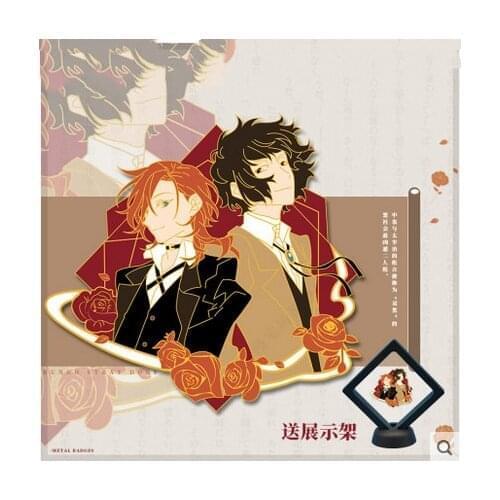 Metal Badge Bungo Bungou Stray Dogs Dazai Osamu Nakahara Chuya Button Cosplay Anime Brooch Pins Bedge Collection Medal Souvenir