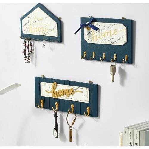 Minimalist Wood Key Holder Wall Coat Hook Vintage Hallway Home Space Saving Bedroom Door Back Decorative Room Rack Hangers