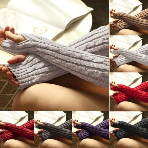 Fashion Women Gloves Lady Twisted Arm Long Gloves women winter gloves Knitted Fingerless Gloves