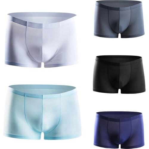 Men Solid Color Thin Breathable Seamless Bulge Pouch Boxers Briefs Underwear Mannen Ondergoed Shorts Pullover Shorts Mens Shorts