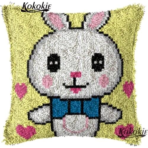 Latch hook rug kits animals rabbbit cushion embroidery Handmade cross stitch kits 3d carpet embroidery diy needlework sets