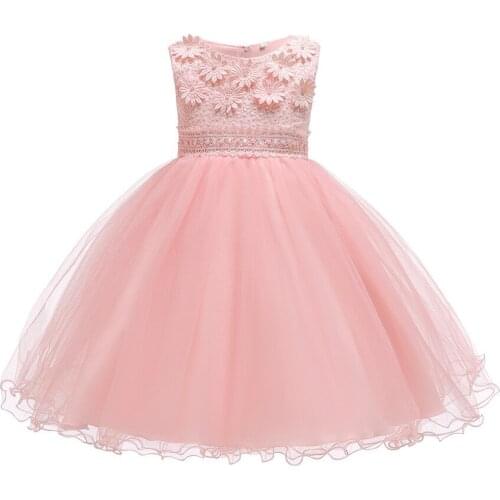 2020 new fashion childrens clothing Childrens dress pink princess fluffy