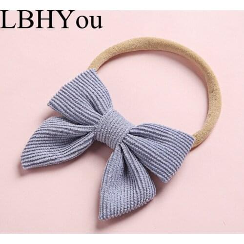 2020 New Autumn Baby Girls Corduroy Knotbows Nylon Headbands Toddler Girls Swallowtail Hair Bands Head Wear