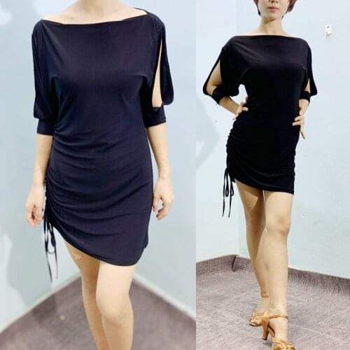 New Latin Dance Tops Milk Silk WomenS summer Shirts short-Sleeves Clothes Samba Modern Dancing Tops Practice Wear Black