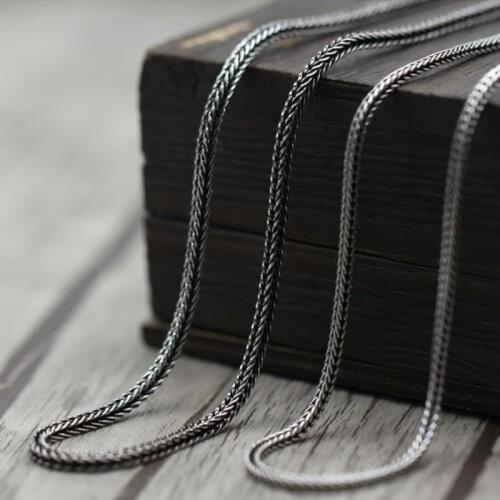 Solid 925 Sterling Silver Thai Men Women Snake Mens oxidized chain necklace A5246