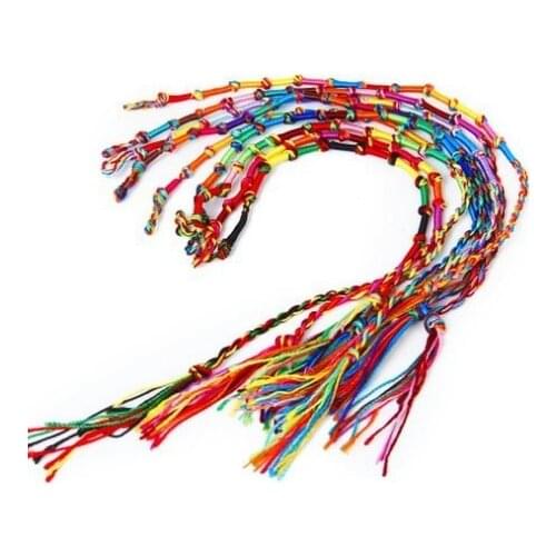 Wholesale 90pcs Silk Macrame Handmade Rainbow Multi Colored Cord Friendship Collection Bracelet Wrap Anklet