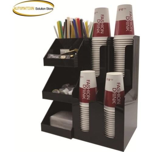 Cup & Lid Dispenser Organizer Acrylic Cup Holder Bar Storage Box Paper Cup Plastic Shelf Coffee Tea Cup Rack Cocktail Box