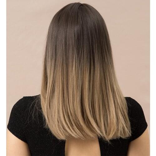 20" Straight Center Part Wig with Flat Bang Fancy Dress Cosplay Costume Wigs