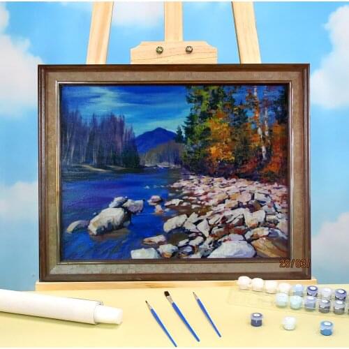 Landscape Autumn. Etude Coloring By Numbers Painting Set Oil Paints 40*50 Paiting By Numbers Decorative Paintings Handiwork