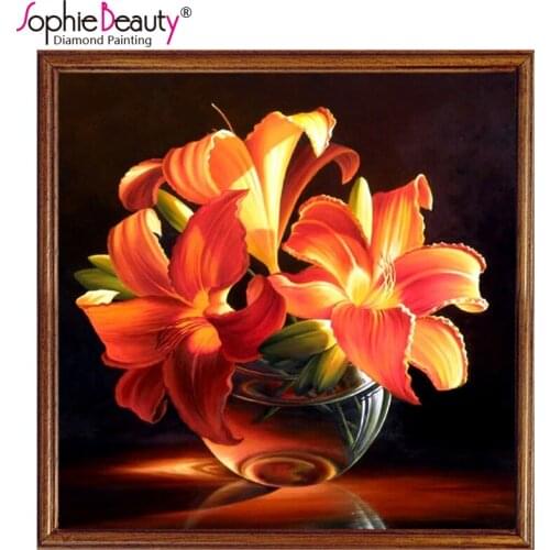 Sophie Beauty Home Diy Diamond Painting Mosaic Kit Small Lily Handmade Sticker Square Drill Full Rhinestone Pasted Decorative