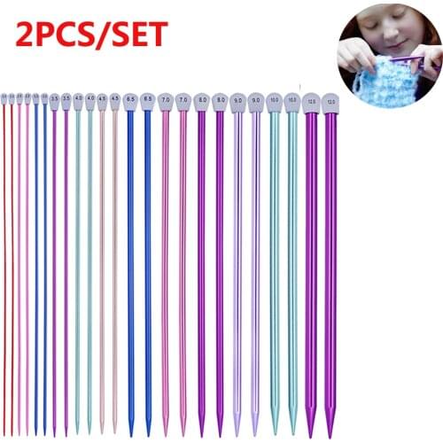2Pcs Single Pointed Knitting Needles 2.0-12mm Pins Straight Aluminum 35cm Long Sweater Scarf Hand Sewing Needle DIY Weaving Tool