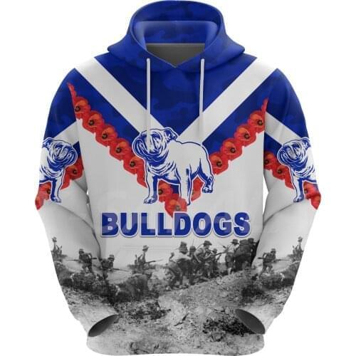 Bulldogs Anzac Day Aboriginal 3D Printed Hoodie Man Women Harajuku Outwear Zipper Pullover Sweatshirt Casual Jacket Jumpers