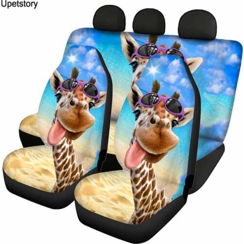 Upetstory Lovely Animal Giraffe Pattern Comfortable Front and Back Vehicle Seat Covers Washable Car Seat Covers Slip-Resistant