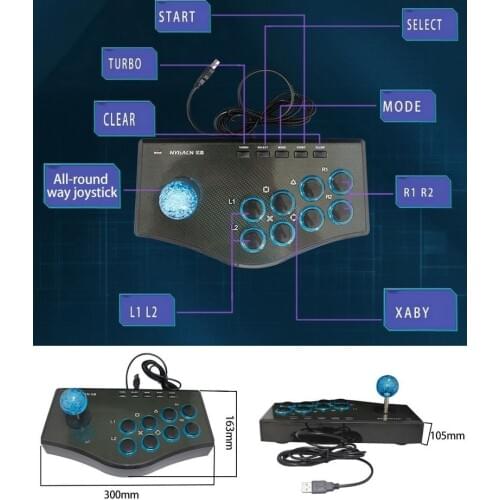 USB Wired Game Controller Arcade Fighting Joystick Stick for PS3 for Android for Computer PC Gamepad