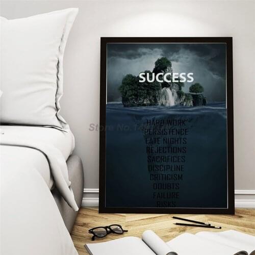 Success Island Success Motivational Quote Office Room Nordic Style Wall Art Canvas Painting Poster Abstract Print Decorative