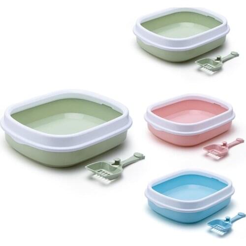 Cat Litter Box Semi-closed Anti Splash Pet Toilet Home Kitten Puppy Clean Plastic Sandbox Cats Dog Tray Bedpan with Scoop
