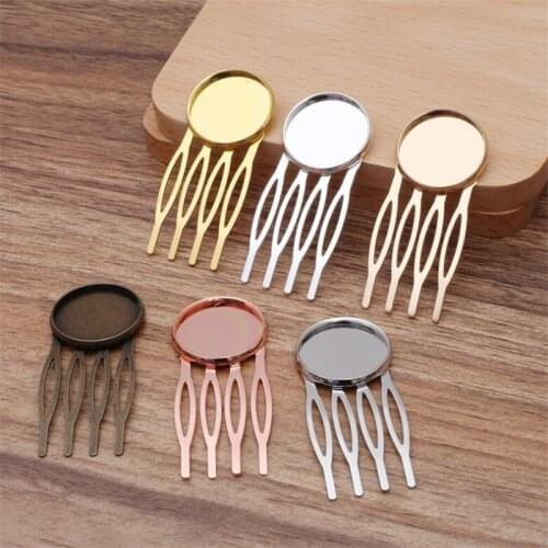 10pcs 4teeth Vintage Hair Jewelry Settings Cabochon Base Blank Bezel Trays for 20mm Cabochon Cameo DIY Hairpins Barrettes Retro