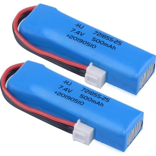 1 / 2 / 5pcs 7.4V 500mah Lipo Battery 2s 20C for WLtoys 20402-0658 20404 20409 1:20 Rc Car RC Toys Model Parts