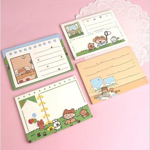 1Pack Memo Pad Student cartoon note book Scrapbook Leaving messages 3size Blue green 90*60MM