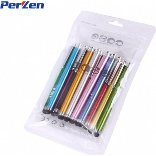 10pcs/Pack Metal Touch Screen Stylus Pen for iPhone 5 4s iPad 3/2 iPod Touch for Universal Smart Phone Tablet PC+Zip Bag