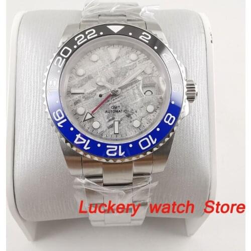 2019 New 40mm gray dial luminous saphire glass;black and blue ceramics Bezel GMT Automatic movement mens watch-BA164