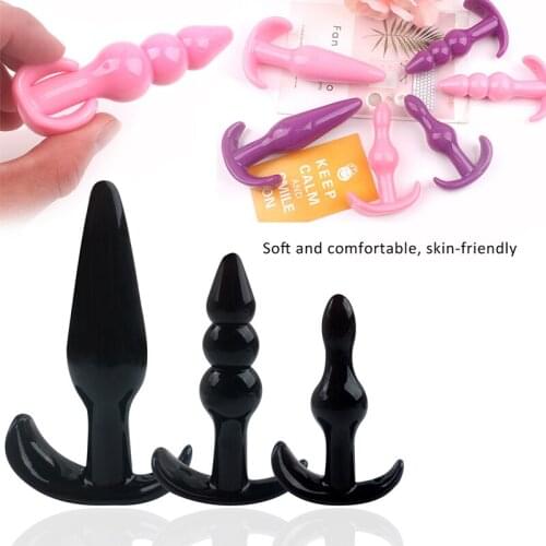 3Pcs/Set Comfortable Silicone Dildo Anal Plug Beads Butt Plug Anus Erotic Sex Toys For Women Gay Unisex Adult Games