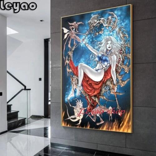 Lady Death 5d Diy Diamond Painting Mosaic Diamond Picture Full Square Round 3d Diamond Embroidery Sale Demon woman