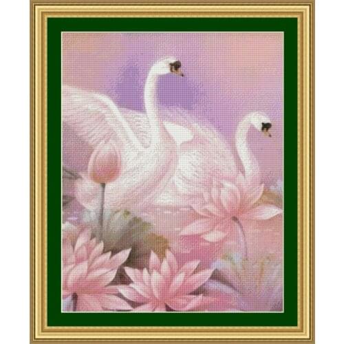 9-9 swan Cross Stitch 1 4thCT Cross Stitch Sets Wholesale cartoonCross-stitch Kits Embroidery Needlework7