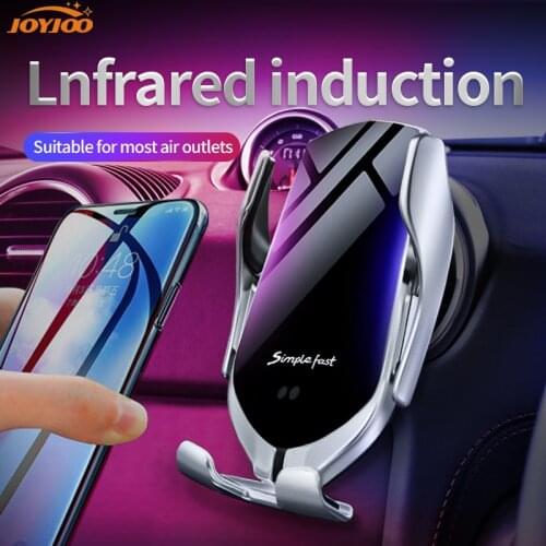 Automatic Clamping R2 Car Wireless Charger foriPhone 11 Pro 7 8 Plus Infrared Induction Qi 15W Wireless Charger Car Phone Holder