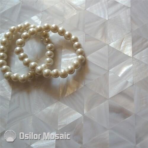 White color triangle pattern 100% Chinese freshwater shell mother of pearl tile for interior house decoration wall tile