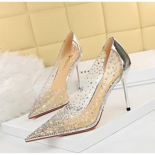 Bigtree New Spring Design Pointed Toe Glitter Bling Sequins Banquet Women Stiletto Heel Shoes Gold Sexy Ladies High heels