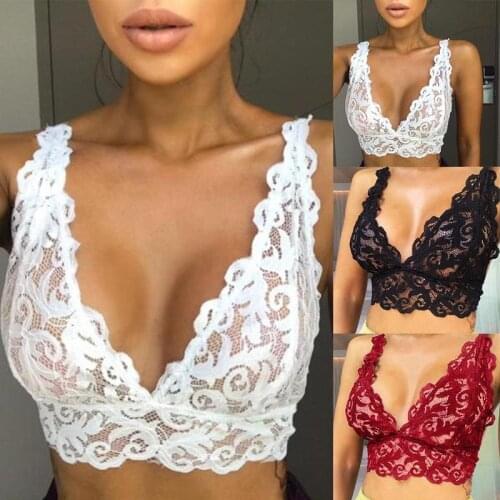 Women Ladies Fashion Lace Flower Vest Bra Crop Tank Top Underwear Seamless Slim Push Up Bra Tube top sling top