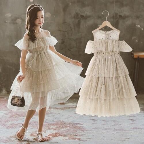 Kids Sleeveless Sequined Sequined Princess Dresses For Girl 3-12 Year Clothing Elegant Wedding Dress For First Communion Costume