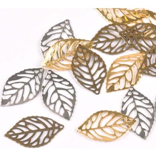 50Pcs Metal Crafts Filigree Leaves Wraps Connectors Embellishments For DIY Home Decor Handicraft Scrapbooking 23x14mm YK0751