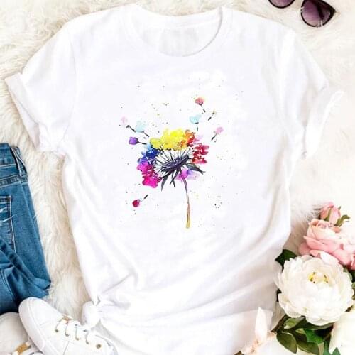 Women Female Summer Watercolor 2021 Cute 90s Trend Cartoon Tshirts Fashion Clothes Graphic T Top Lady Print Tee T-Shirt